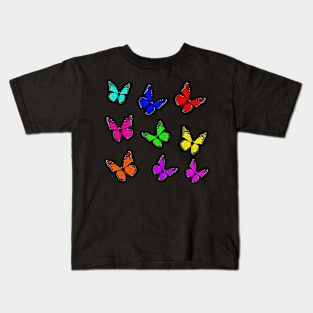 Rainbow Neon Butterflies Kids T-Shirt